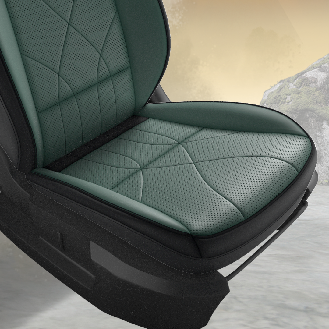 Green leather deals seat covers